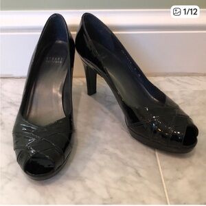 Stuart Weitzman peep toe patent leather pumps